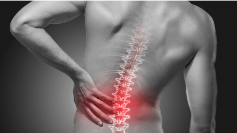 dark background female neck pain illustration