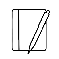 consultation pen and book illustration round